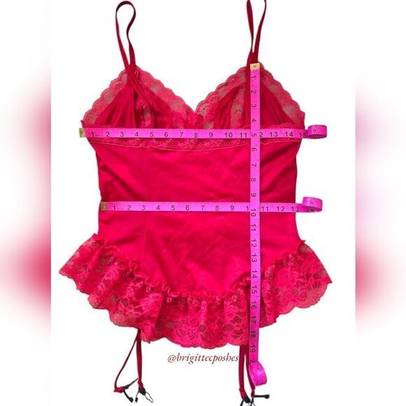 VINTAGE Nan FLOWER Red Lace Lingerie With Red Lace Garter - Picture 7 of 8